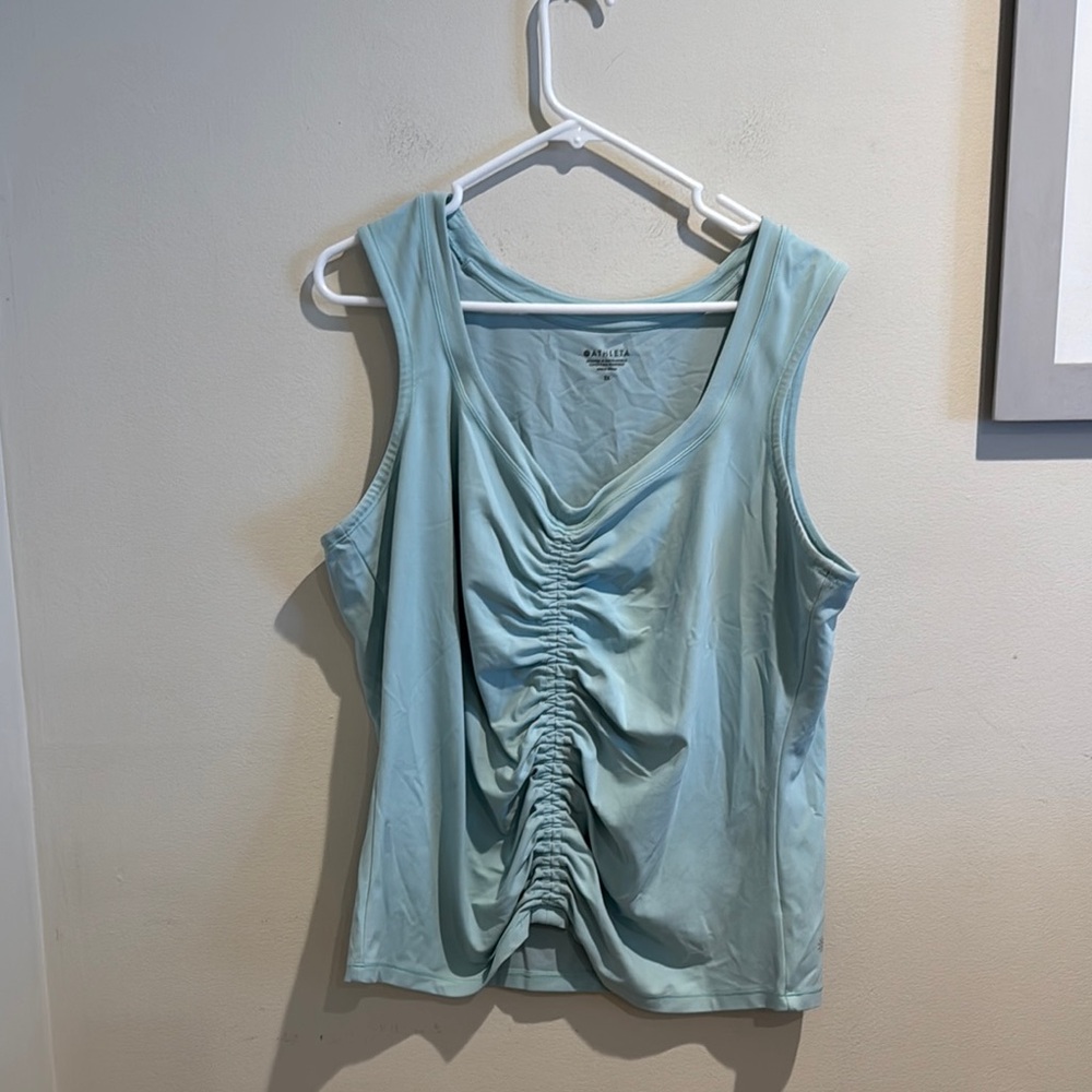 Athleta Green Ruched Sleeveless Tank Top Active Wear 2x